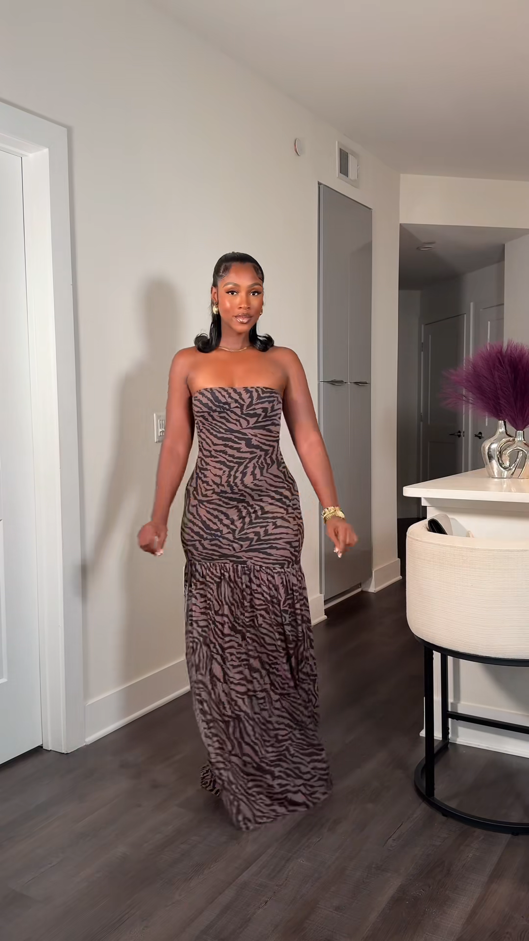 Sexy tube top printed dress