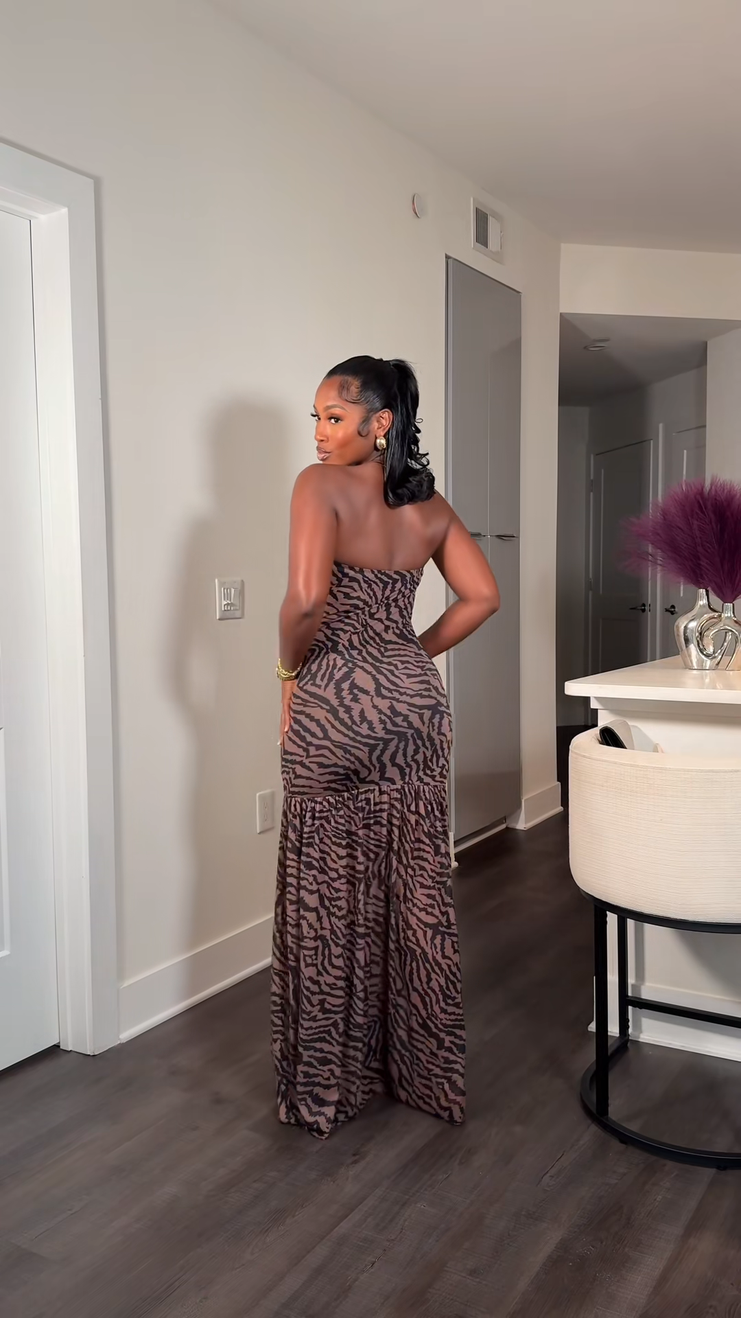 Sexy tube top printed dress