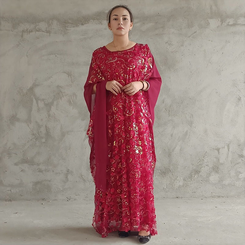 Lace 3D embroidered long skirt