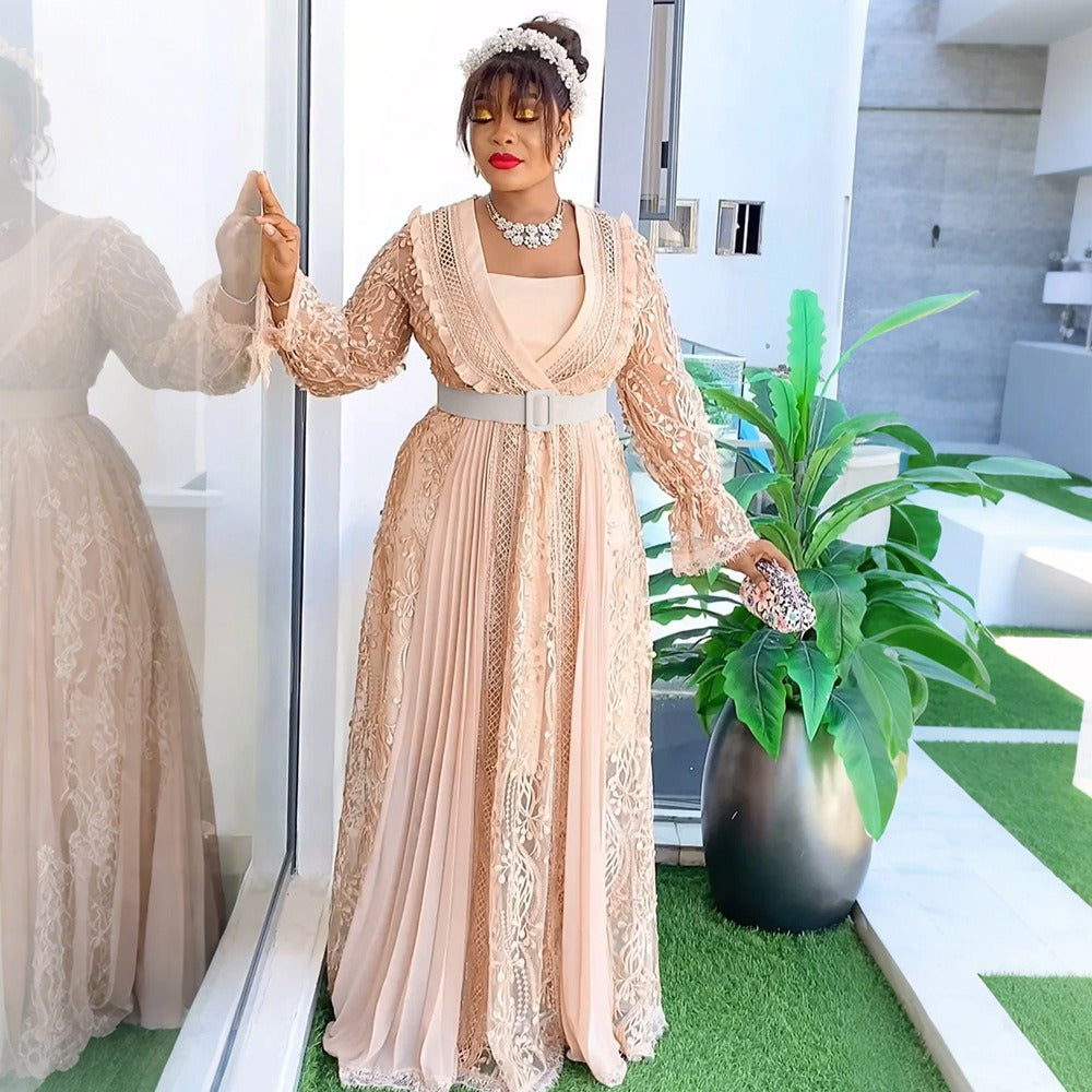 Elegant Lace Long Sleeve Plus Size Dress