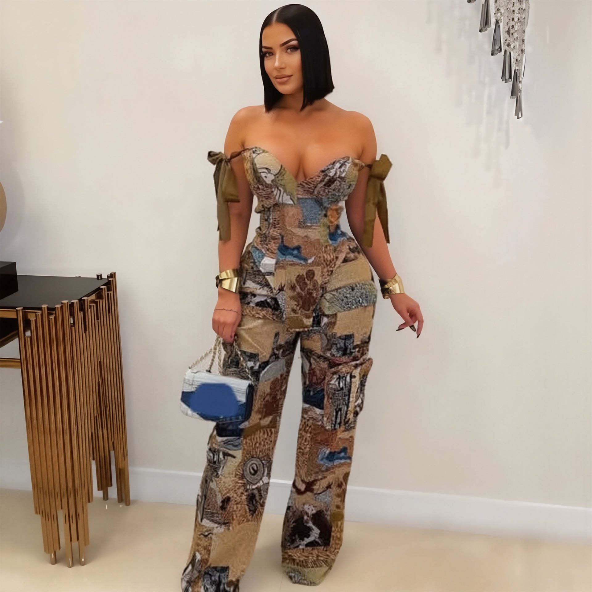 Tube Top & Suspender Pocket Pants Set