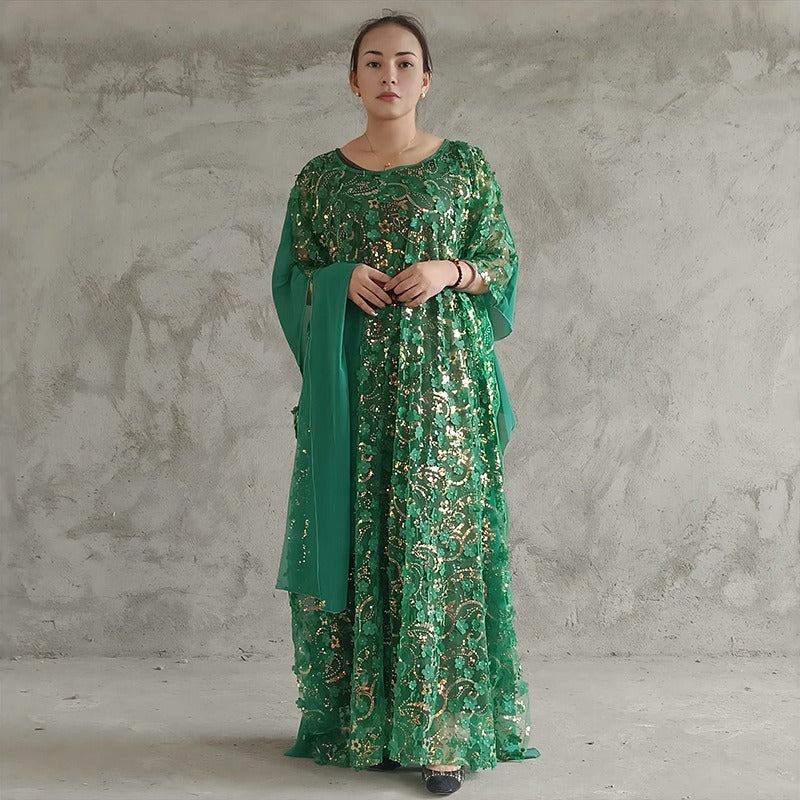 Lace 3D embroidered long skirt