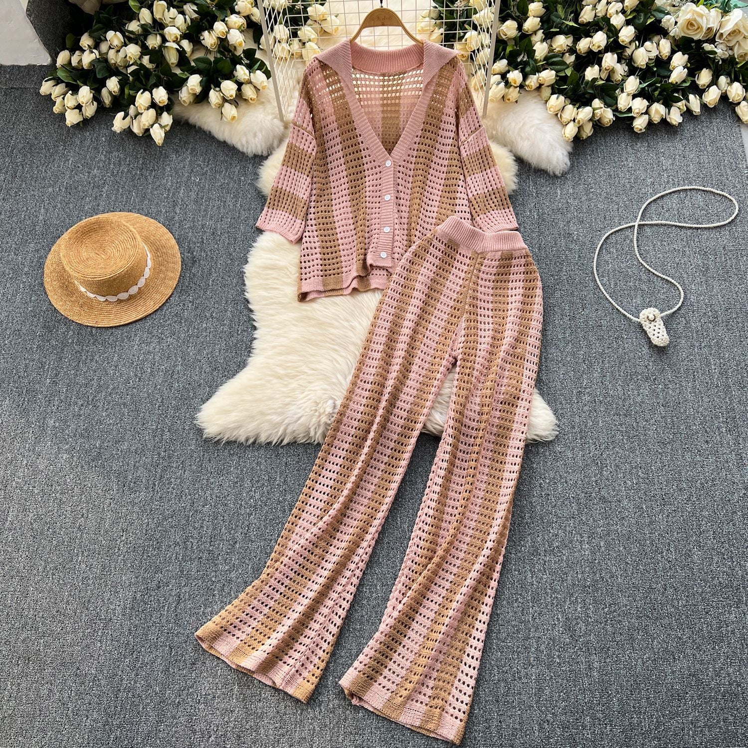 Loose collar knit Set