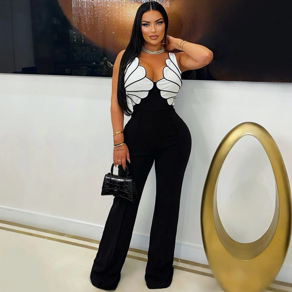 V-neck design jumpsuit