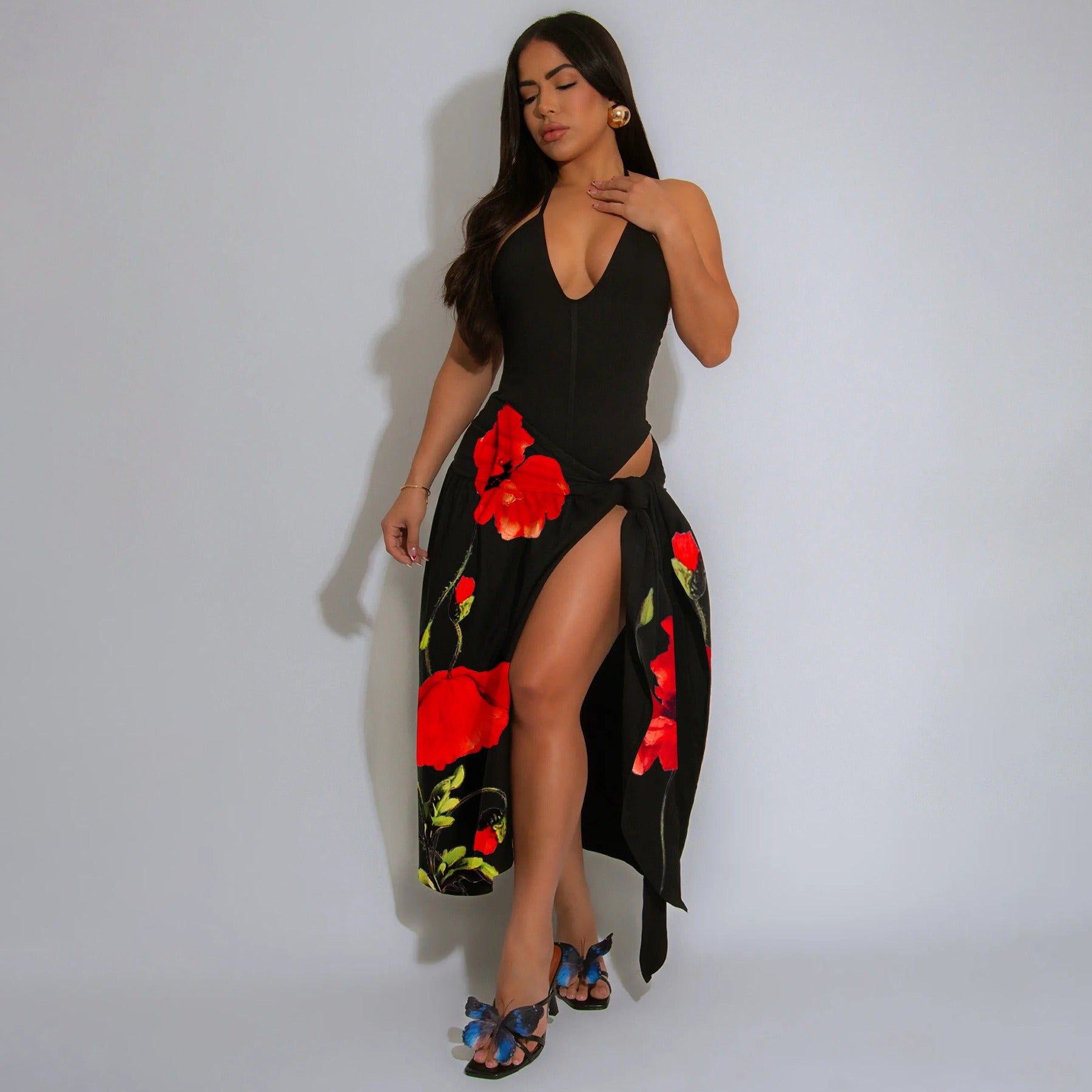 Personalized printed knotted dress