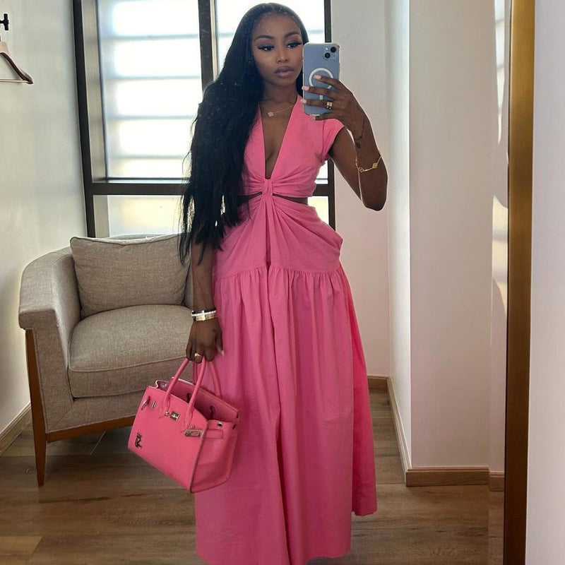 Waist-Baring Pink Dress