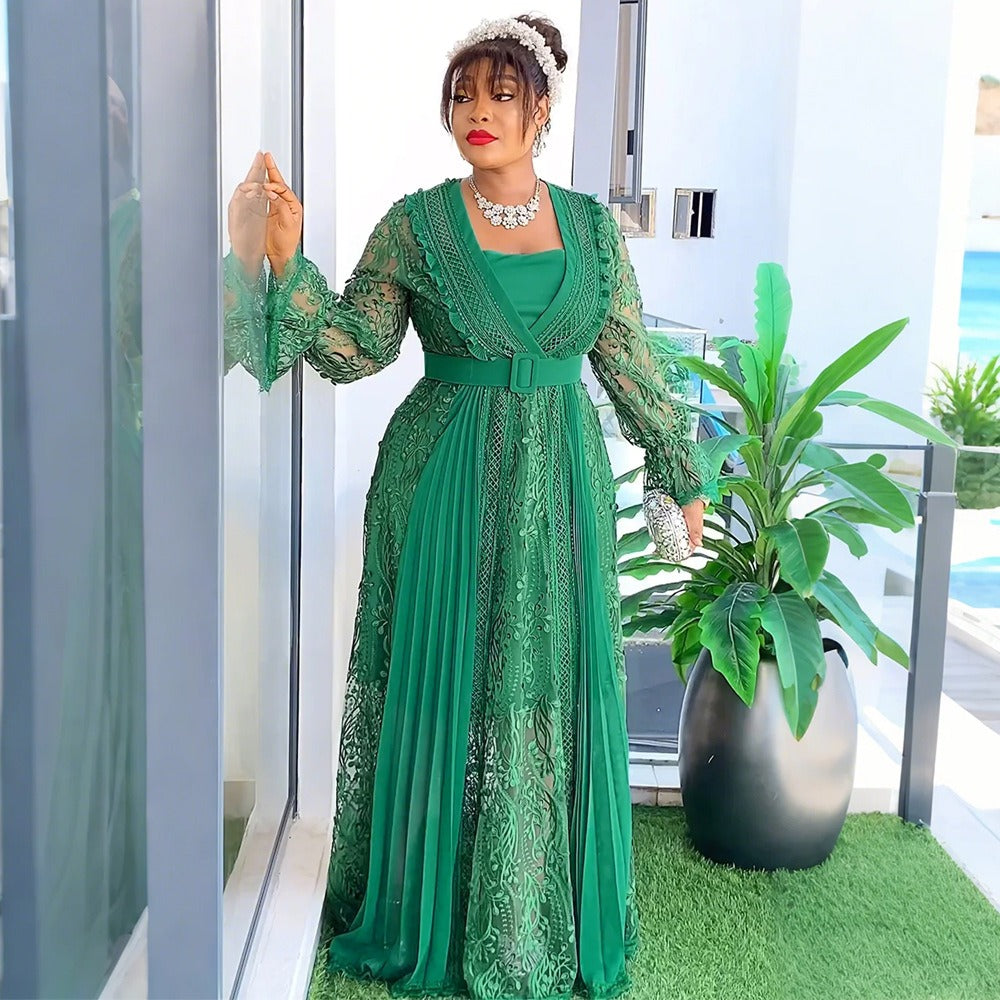 Elegant Lace Long Sleeve Plus Size Dress