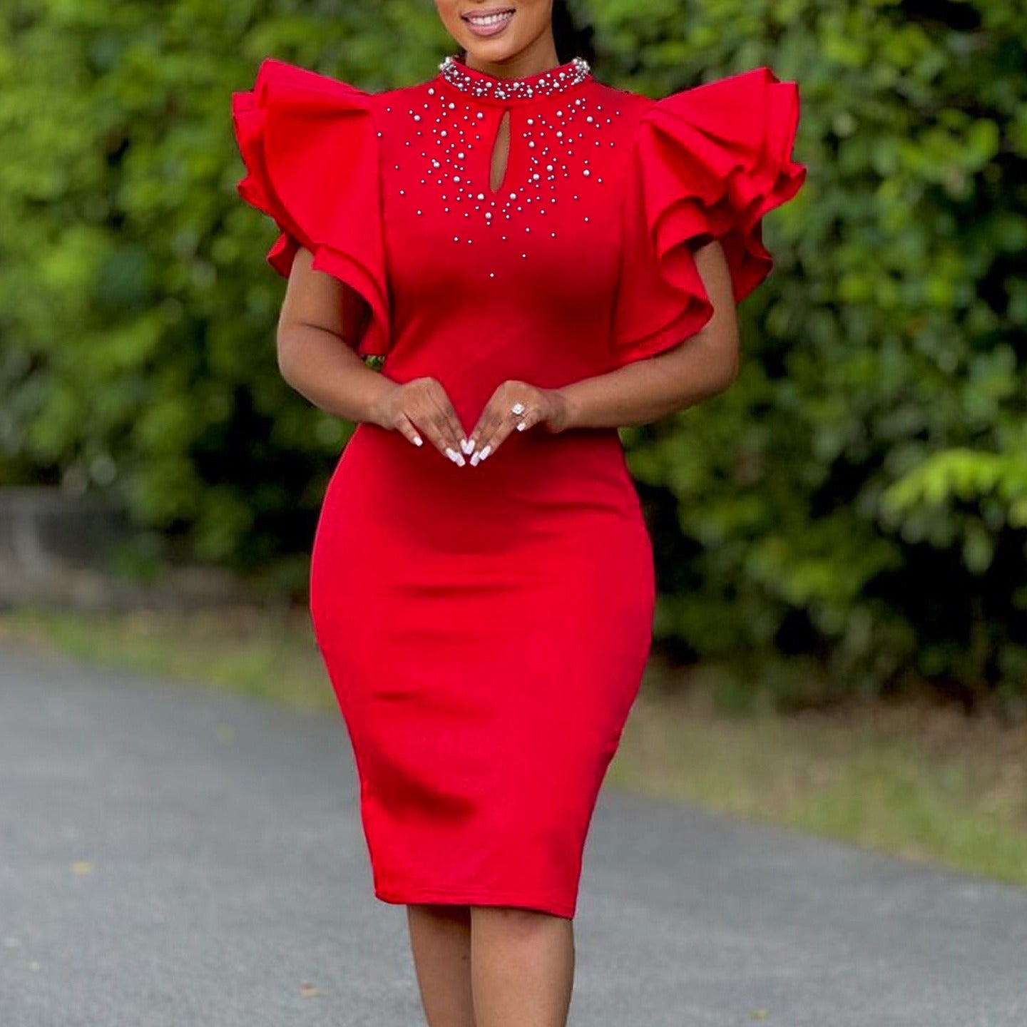 Kente Cascade Glam Gown Dress