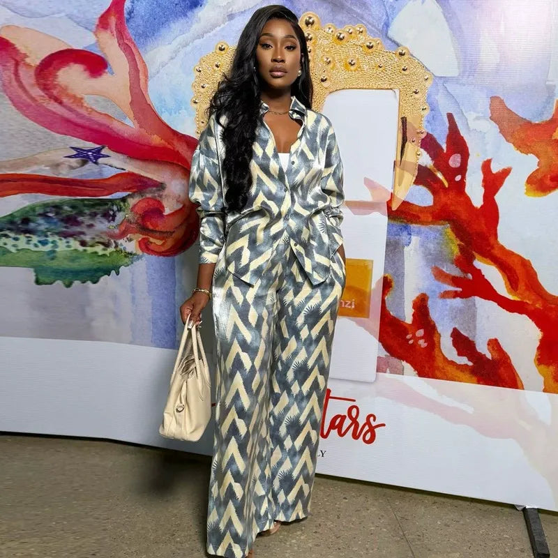 Printed casual shirt two-piece set