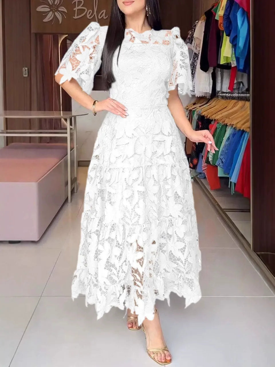 Solar Lace Sash Maxi