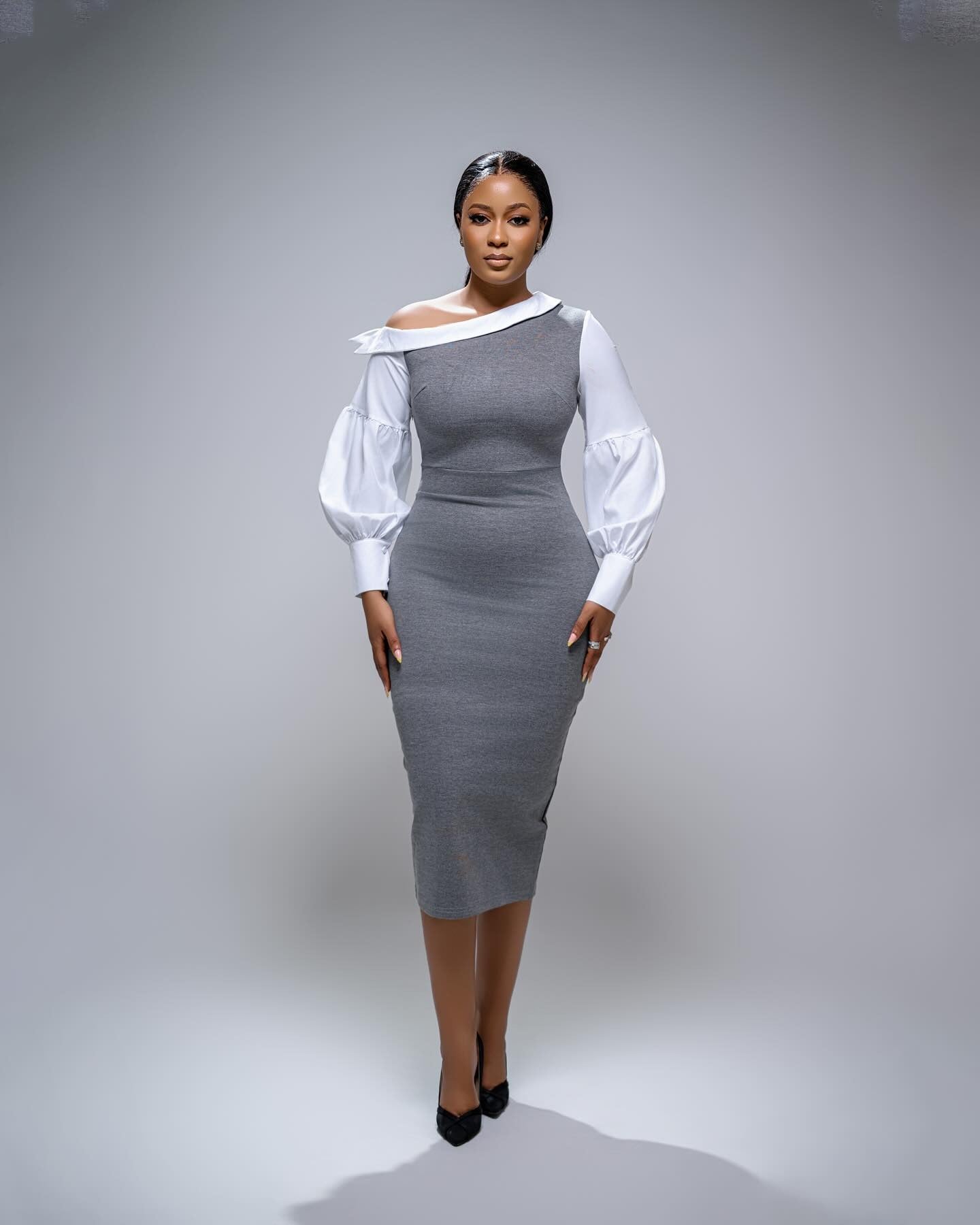 Asymmetric Pulse Veil Dress