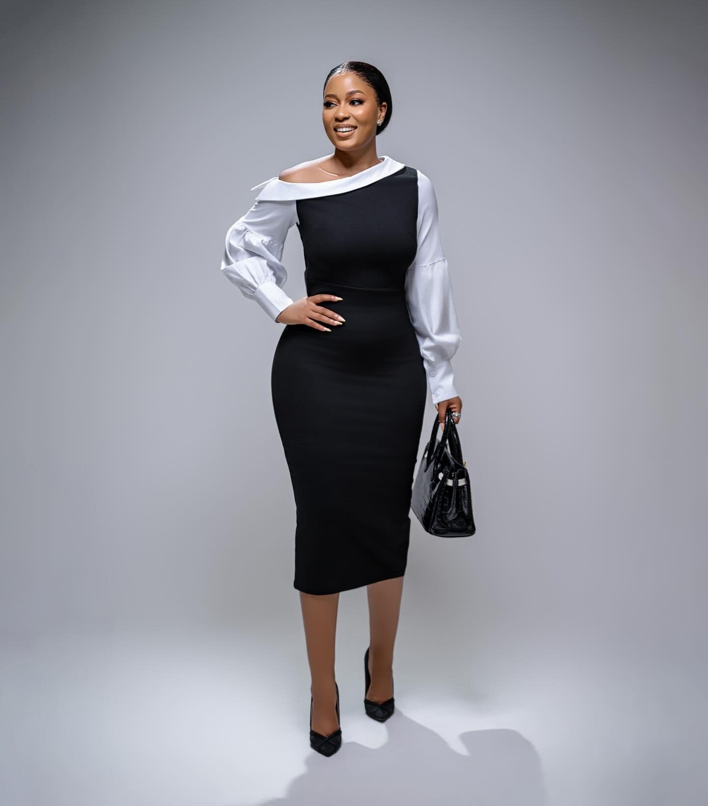 Asymmetric Pulse Veil Dress