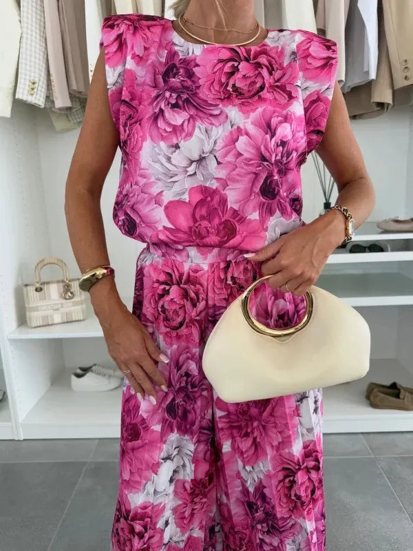 Design pleated wide-leg trousers suit