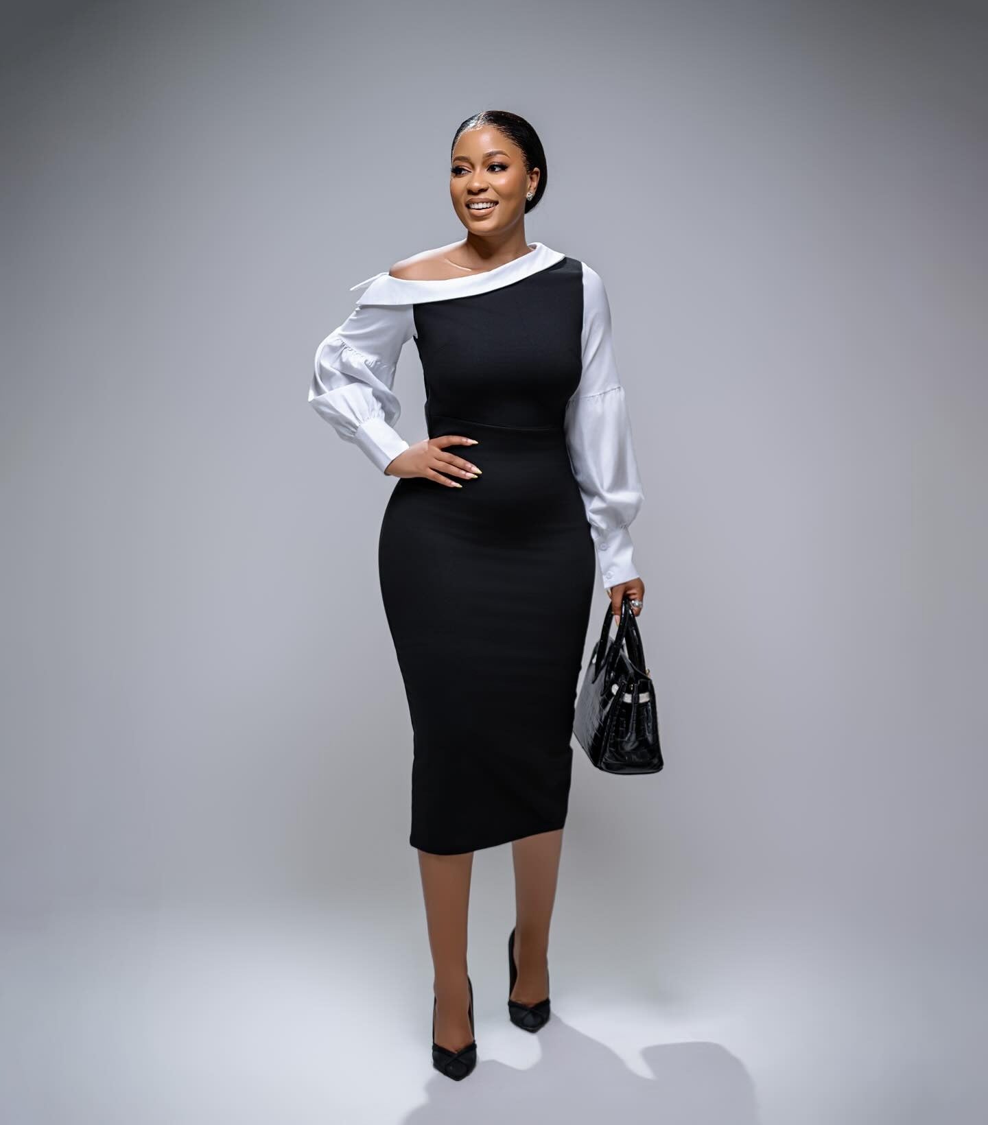 Asymmetric Pulse Veil Dress