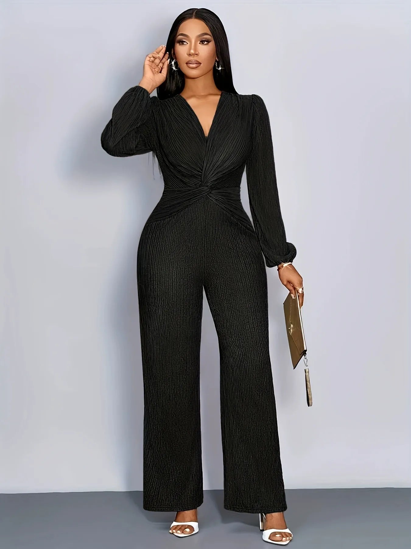 Deep V Neck Jumpsuit