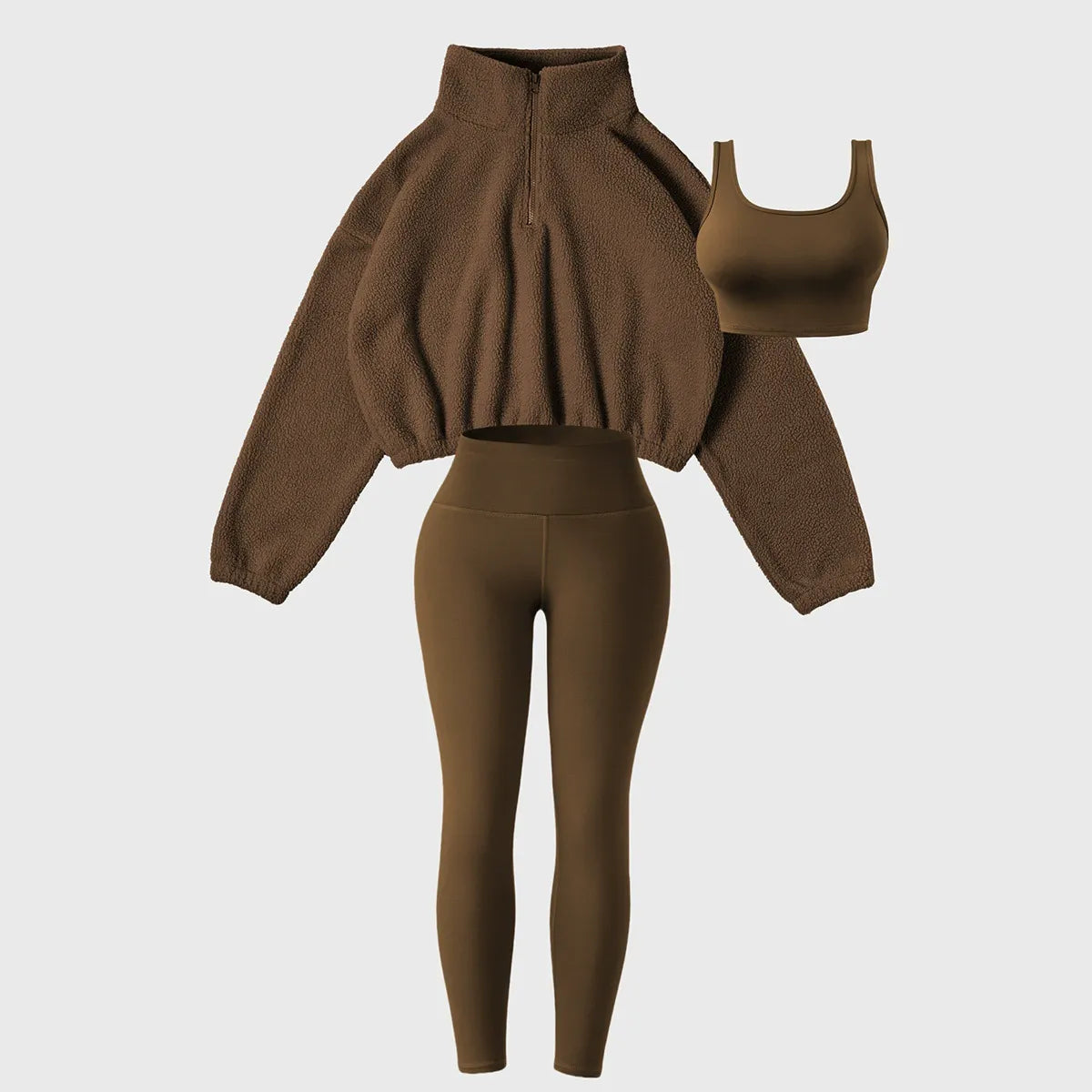 Plush sweatshirt yoga wear sports three-piece suit