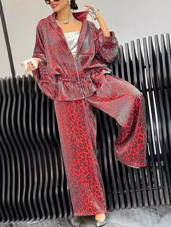 Lapel drawstring waist casual suit