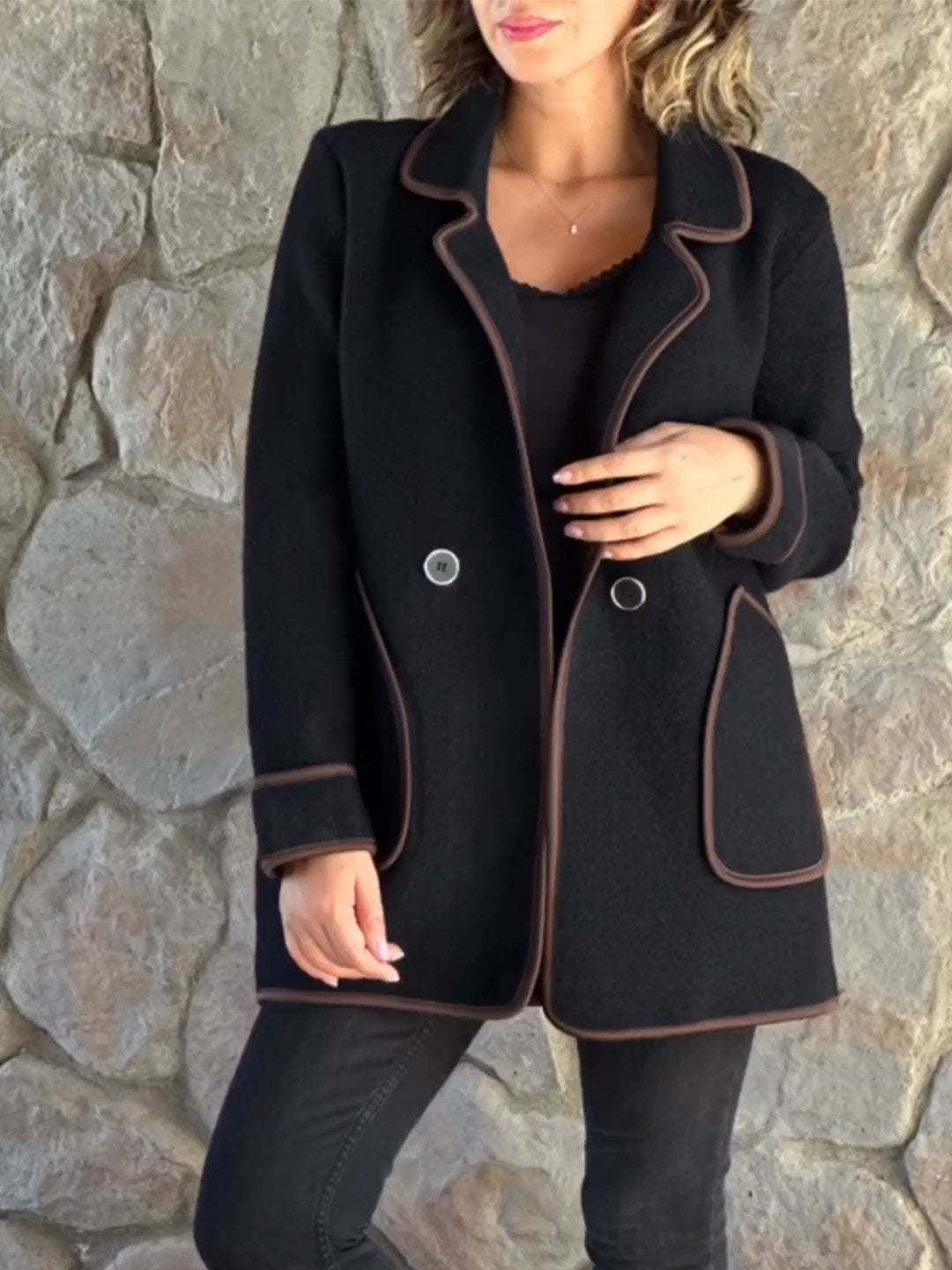 Temperament double-faced woolen coat