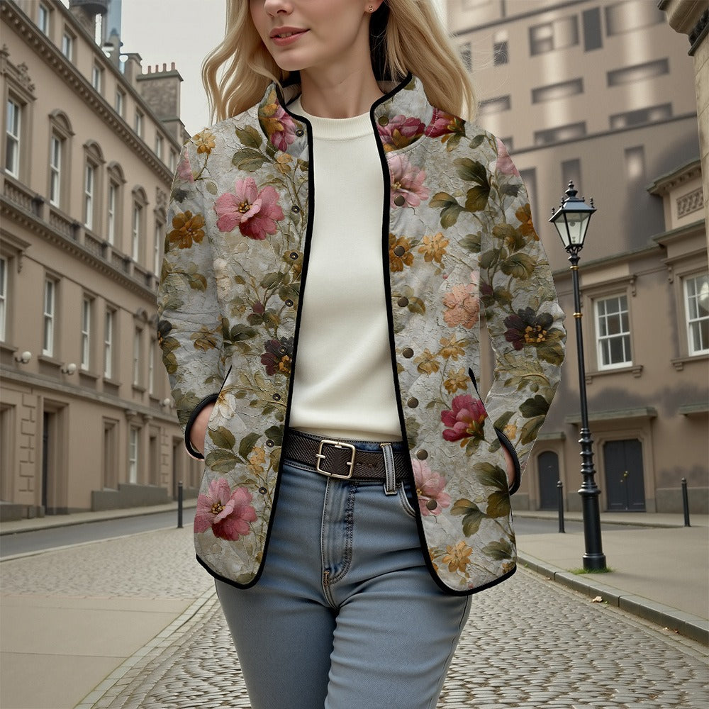 Retro all-match 3D flower cotton jacket