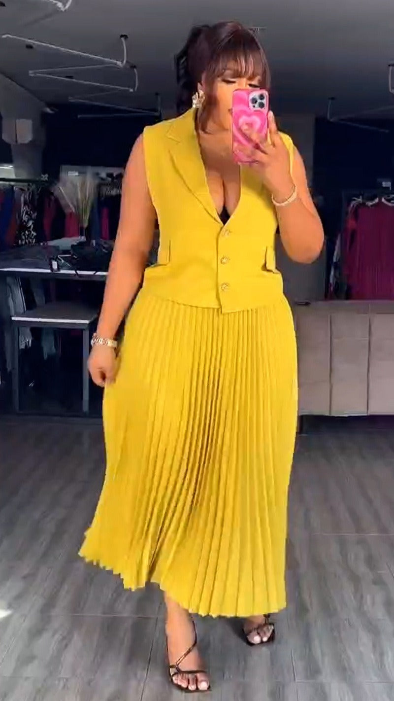 Temperament suit vest pleated skirt suit