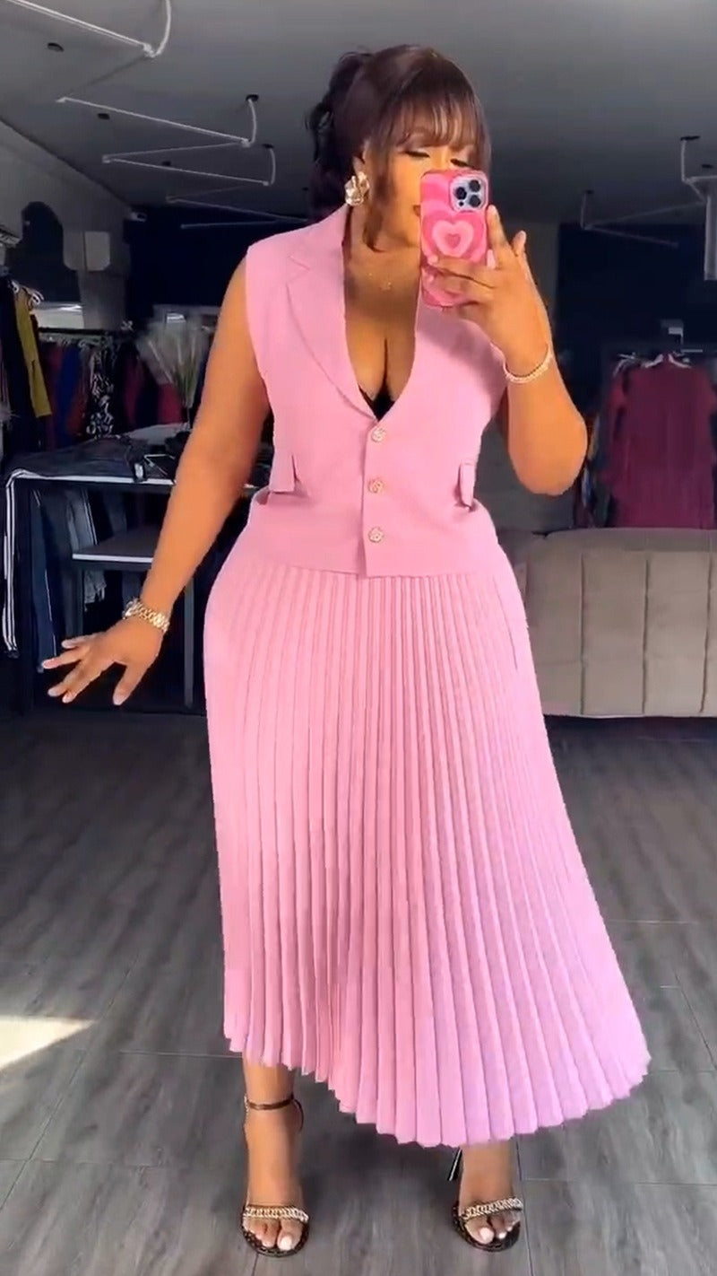 Temperament suit vest pleated skirt suit