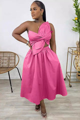 Irregular Design Ruched Cutout Sleeveless Midi Dresses