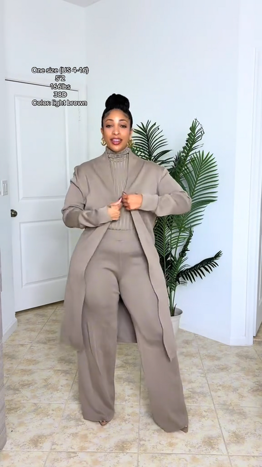 Loose-fitting three-piece knit set - one size fits all