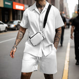 Stylish Ribbed Effortless Comfort Modern Elegance Shirt & Shorts Set