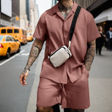 Stylish Ribbed Effortless Comfort Modern Elegance Shirt & Shorts Set