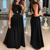 Flared backless maxi dress