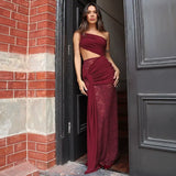 Hollow lace ribbon dress