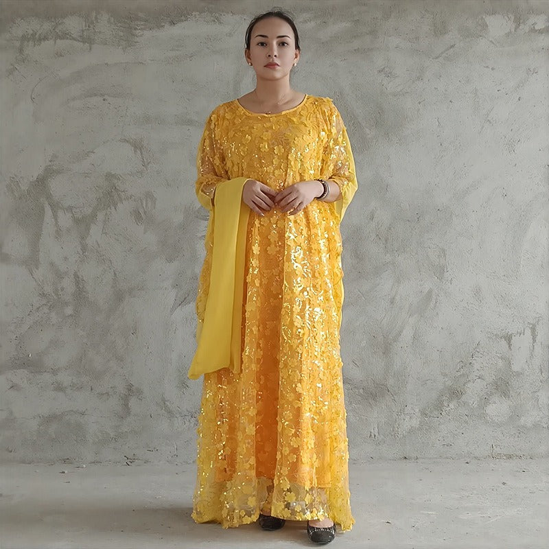 Lace 3D embroidered long skirt