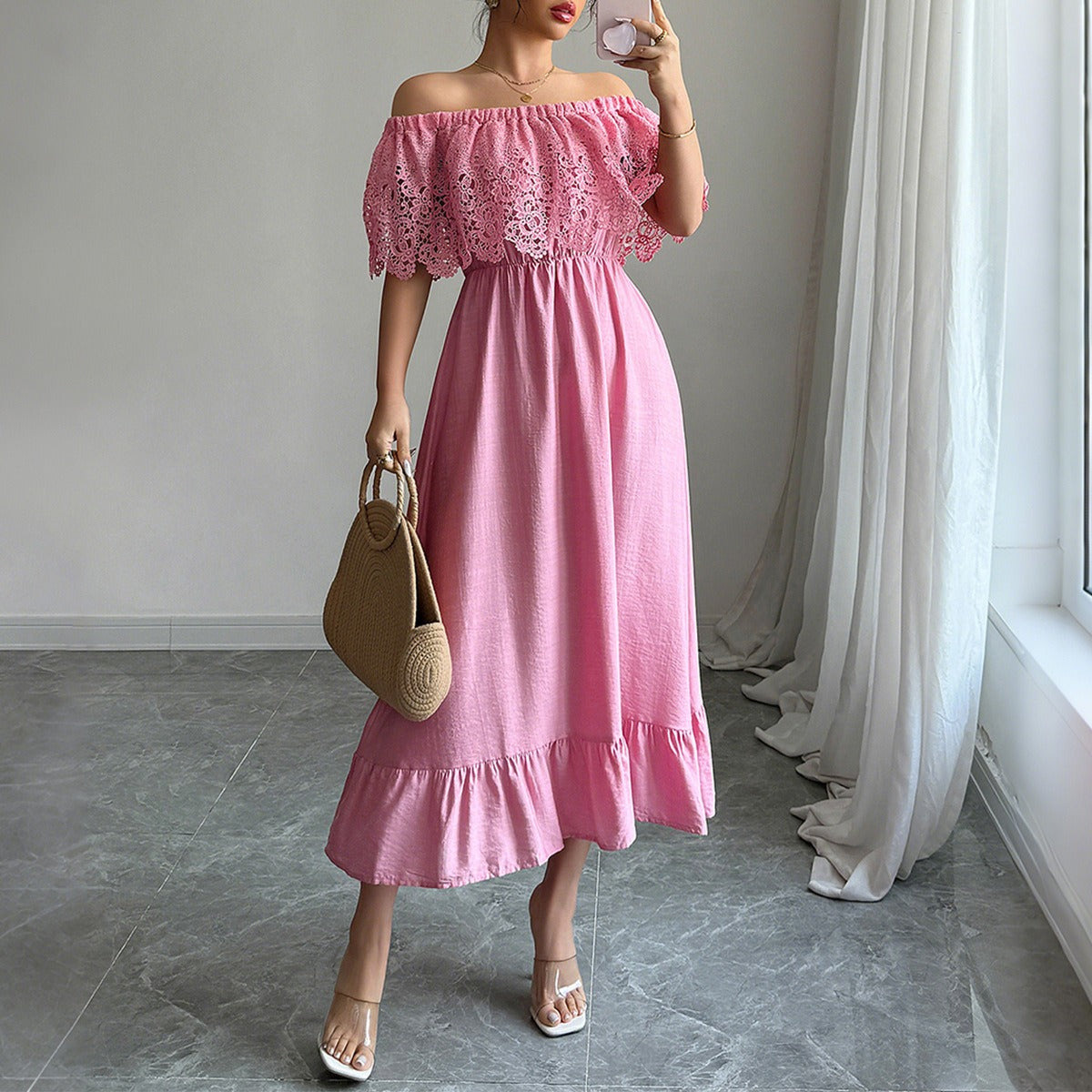 One-shoulder A-line dress