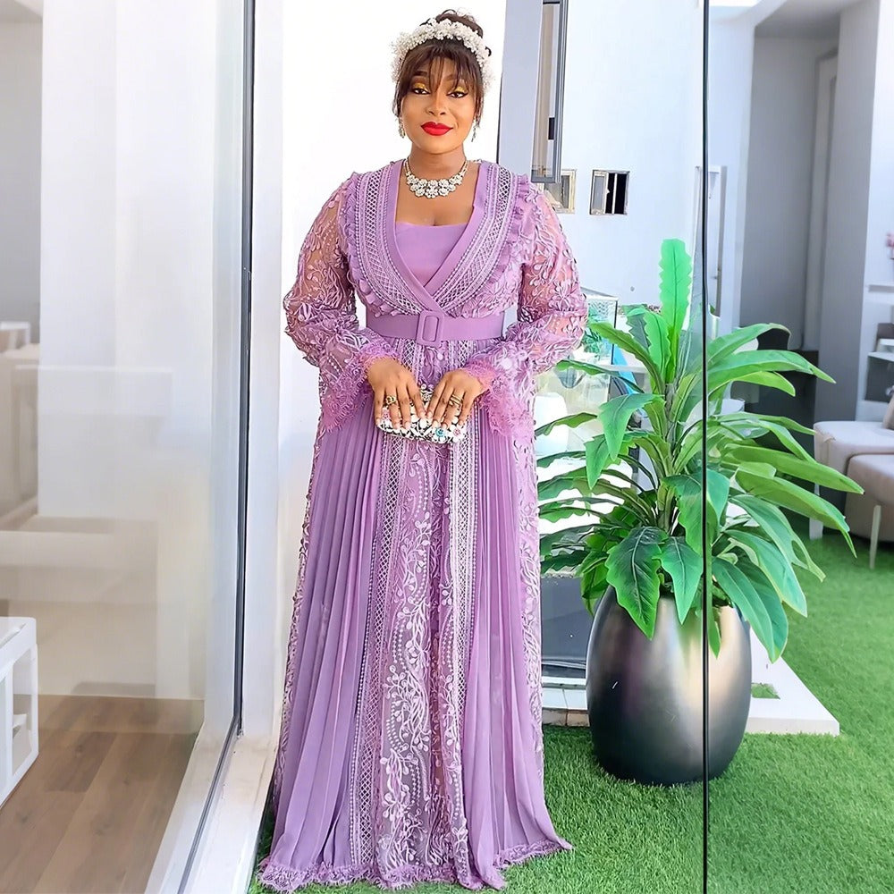 Elegant Lace Long Sleeve Plus Size Dress