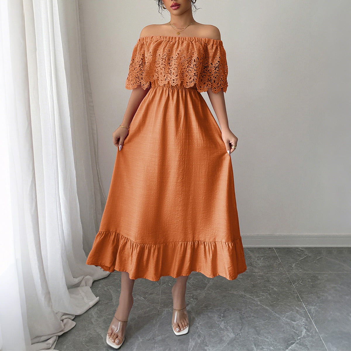 One-shoulder A-line dress