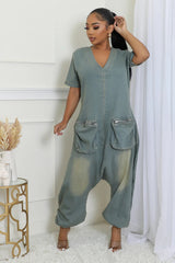 Big pocket denim jumpsuit