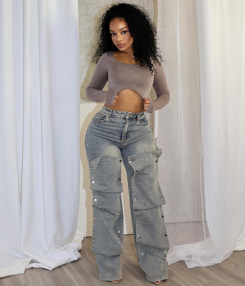 Button DIY Baggy Jeans