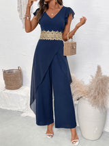 Elegant lace panel jumpsuit
