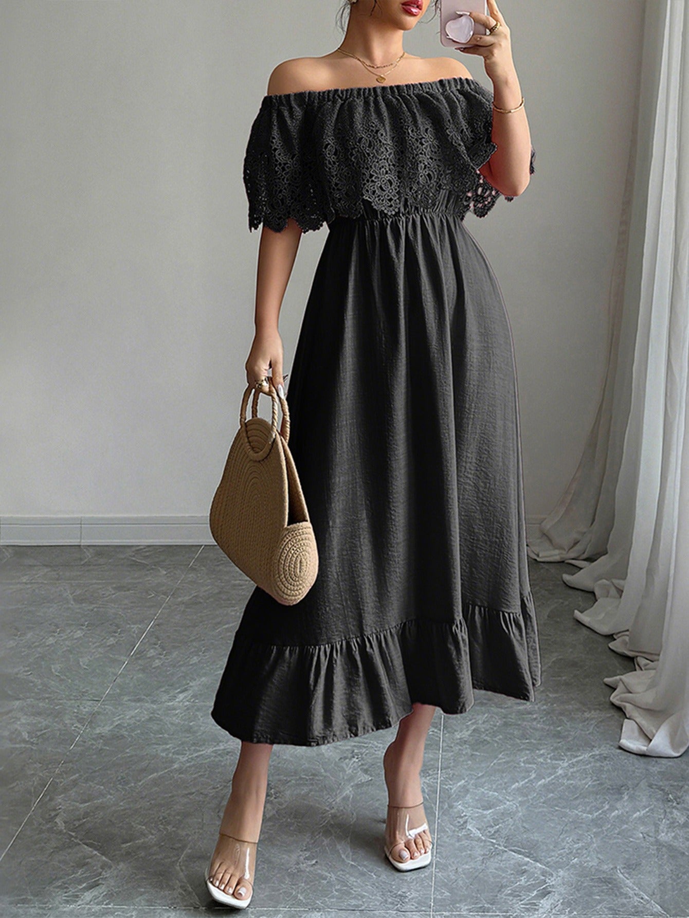 One-shoulder A-line dress