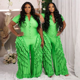 V-neck button jumpsuit