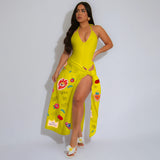 Personalized printed knotted dress