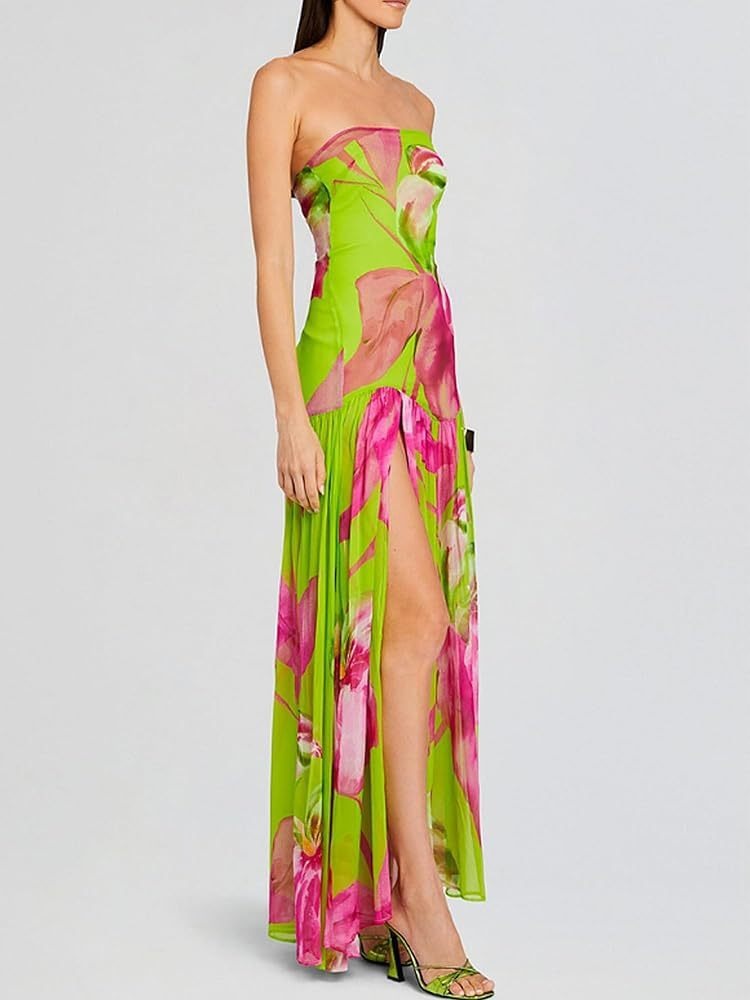 Sexy tube top printed dress