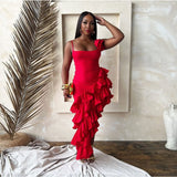 Irregular ruffle dress