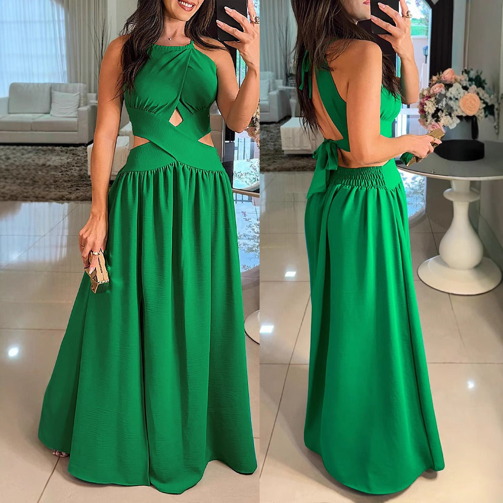 Flared backless maxi dress