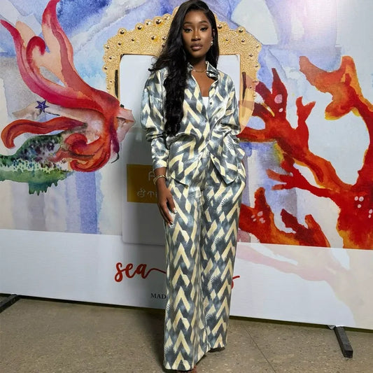 Printed casual shirt two-piece set