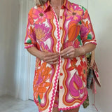 Printed lapel shirt two-piece suit