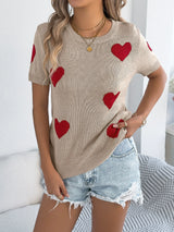 Customized Heart Knitted Short Sleeve Top