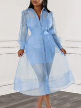 Curvy Mesh Shirt Ensemble Dress Set