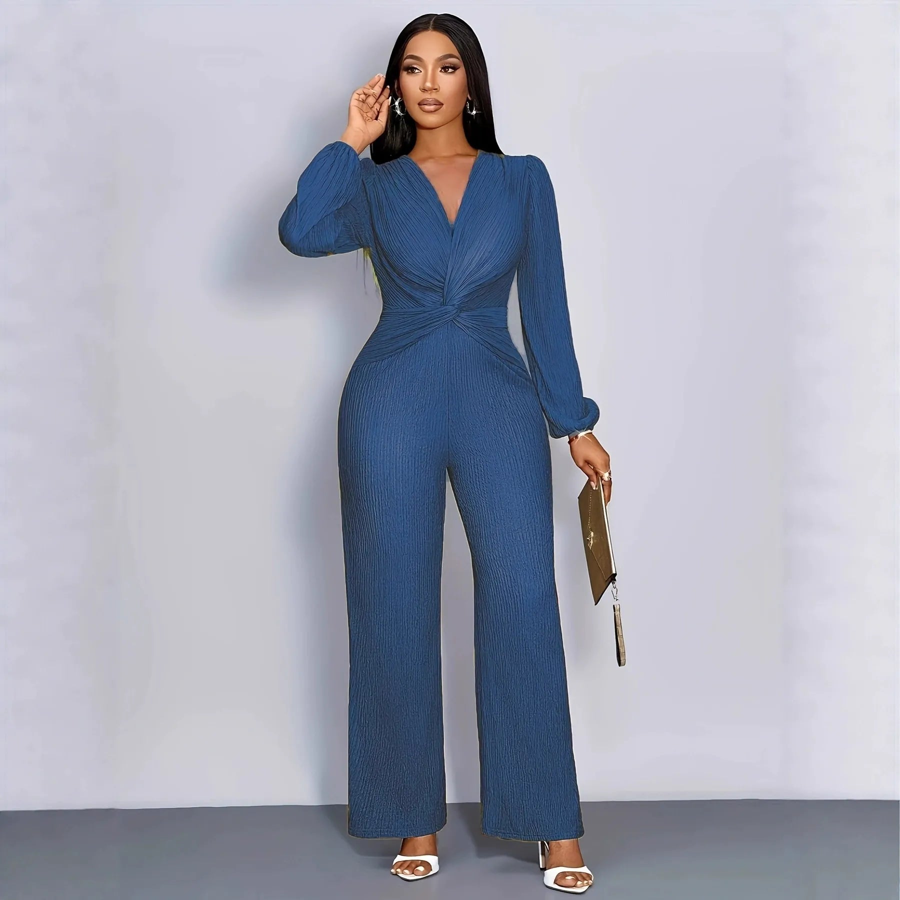 Deep V Neck Jumpsuit