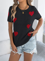 Customized Heart Knitted Short Sleeve Top